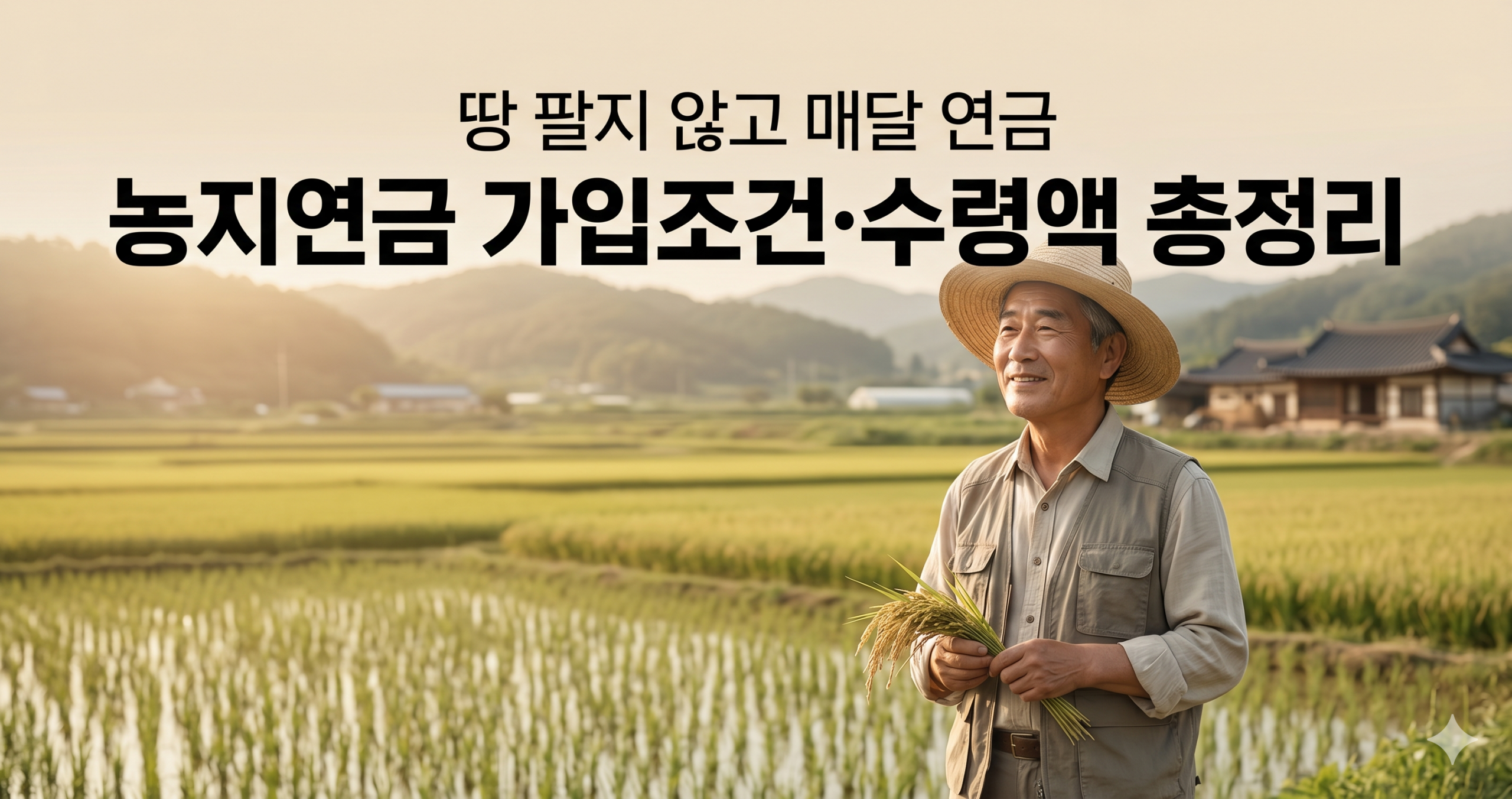 농지를 담보로 매달 연금을 받는 농지연금을 알아보는 중장년 농업인을 상징