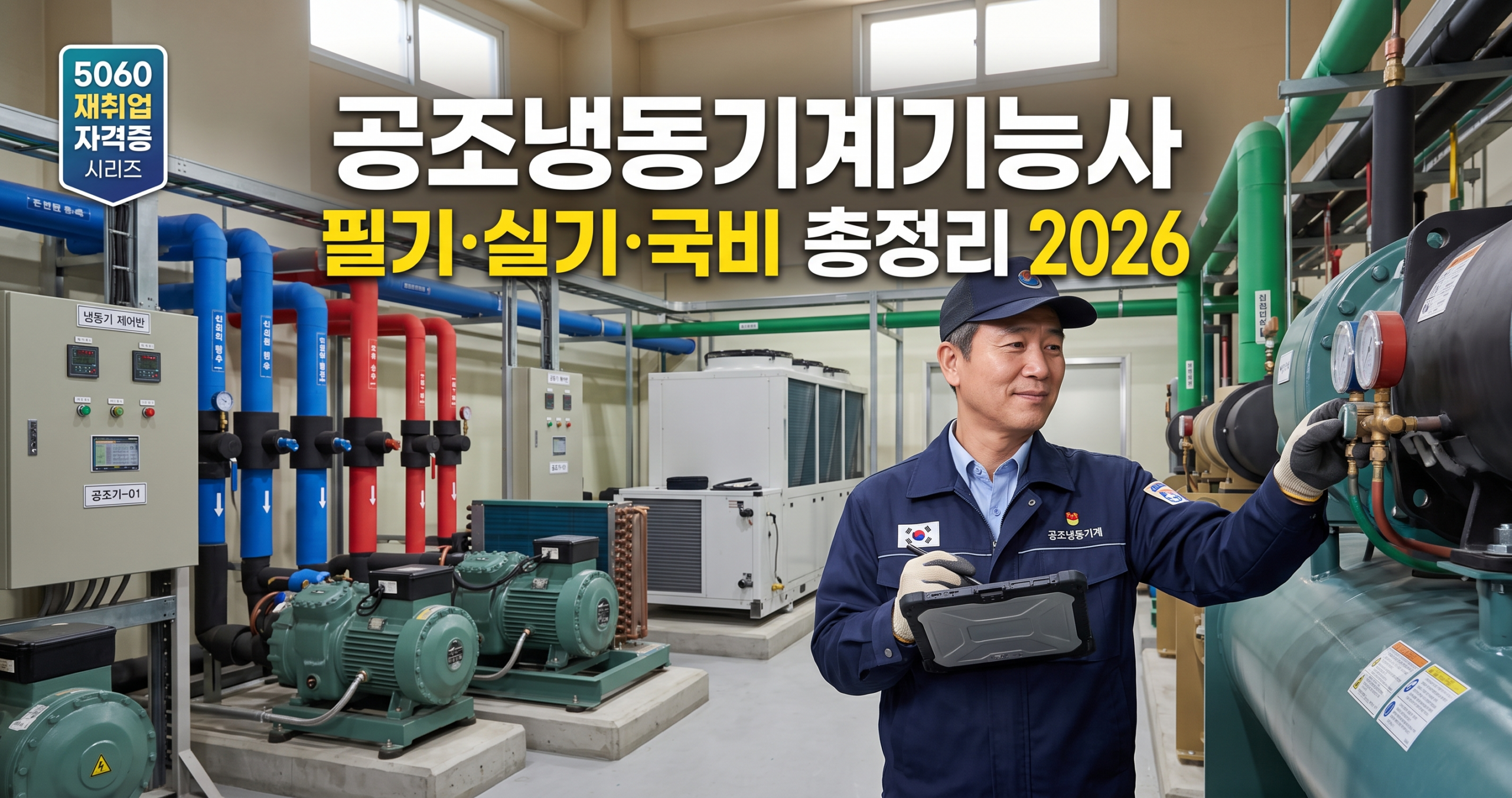 공조냉동기계기능사 자격증으로 냉동·공조 설비 분야 취업을 준비하는 모습을 상징