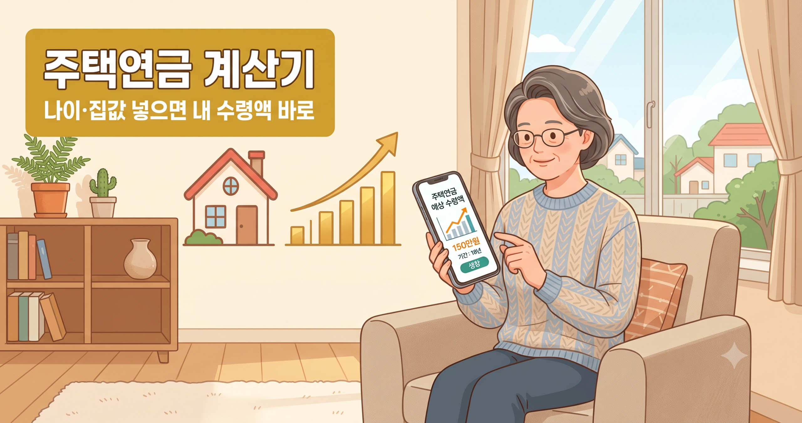 주택연금 계산기로 나이·집값별 예상 수령액을 확인하는 화면